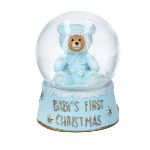 Baby's First Christmas Snow Globe | Blue Pink or White