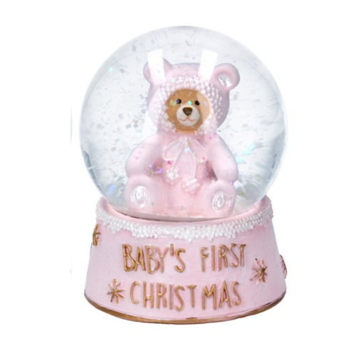 Baby's First Christmas Snow Globe | Blue Pink or White