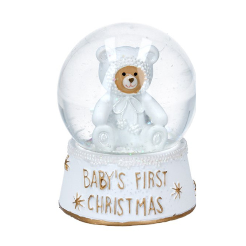 Baby's First Christmas Snow Globe | Blue Pink or White
