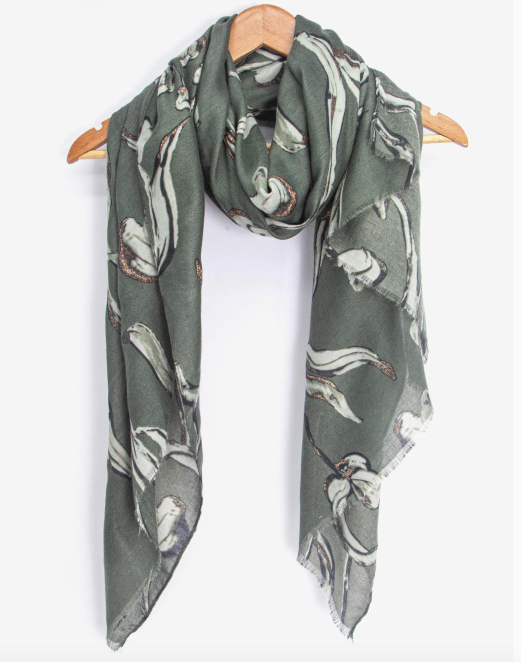 Ashely Lightweight Scarf | Khaki | Large Floral