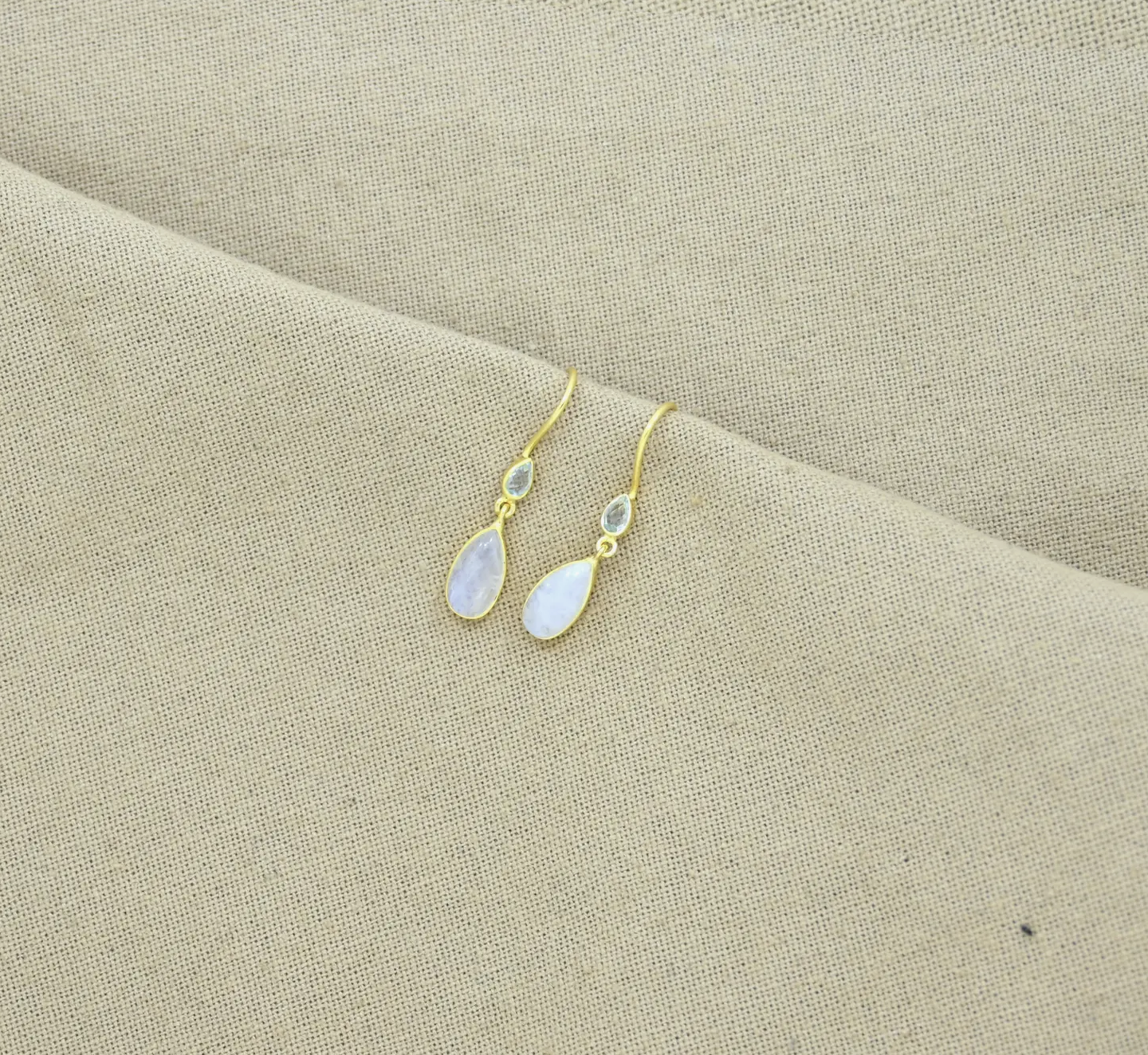 Blue Topaz & Moonstone Teardrop Earrings
