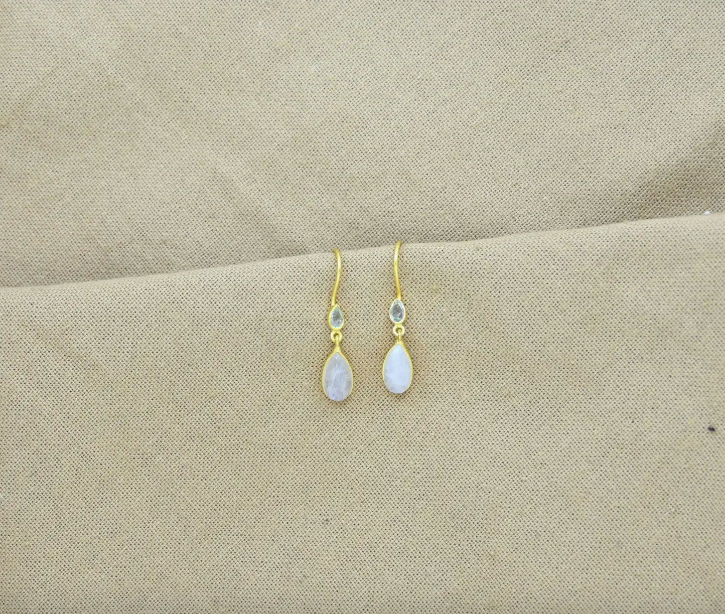 Blue Topaz & Moonstone Teardrop Earrings