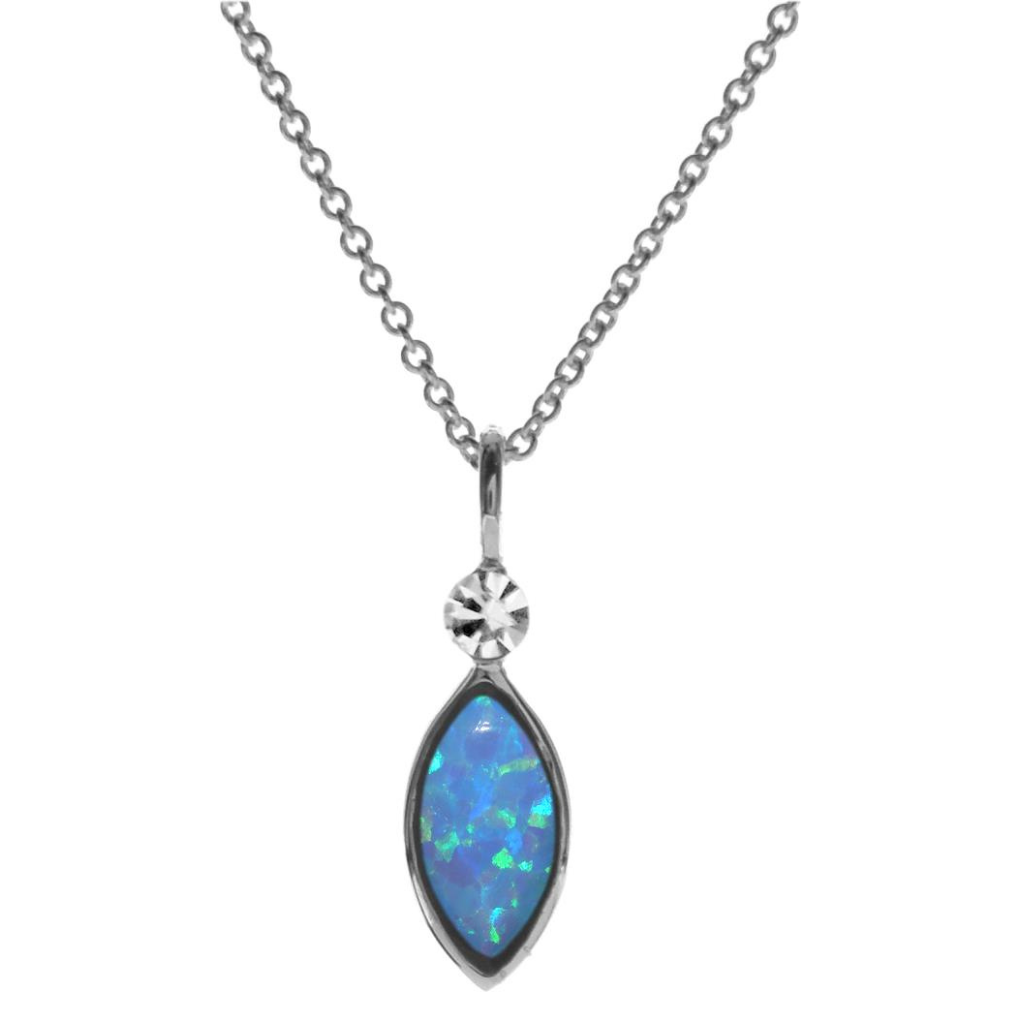 Blue Marquis Opalite & Cubic Zirconia Necklace