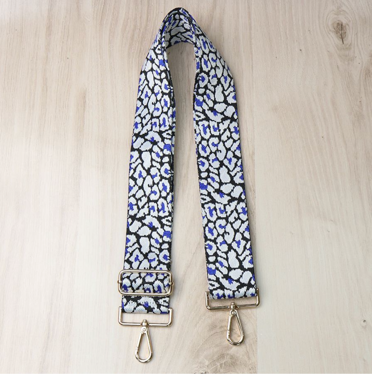 Blue mix animal print bag strap