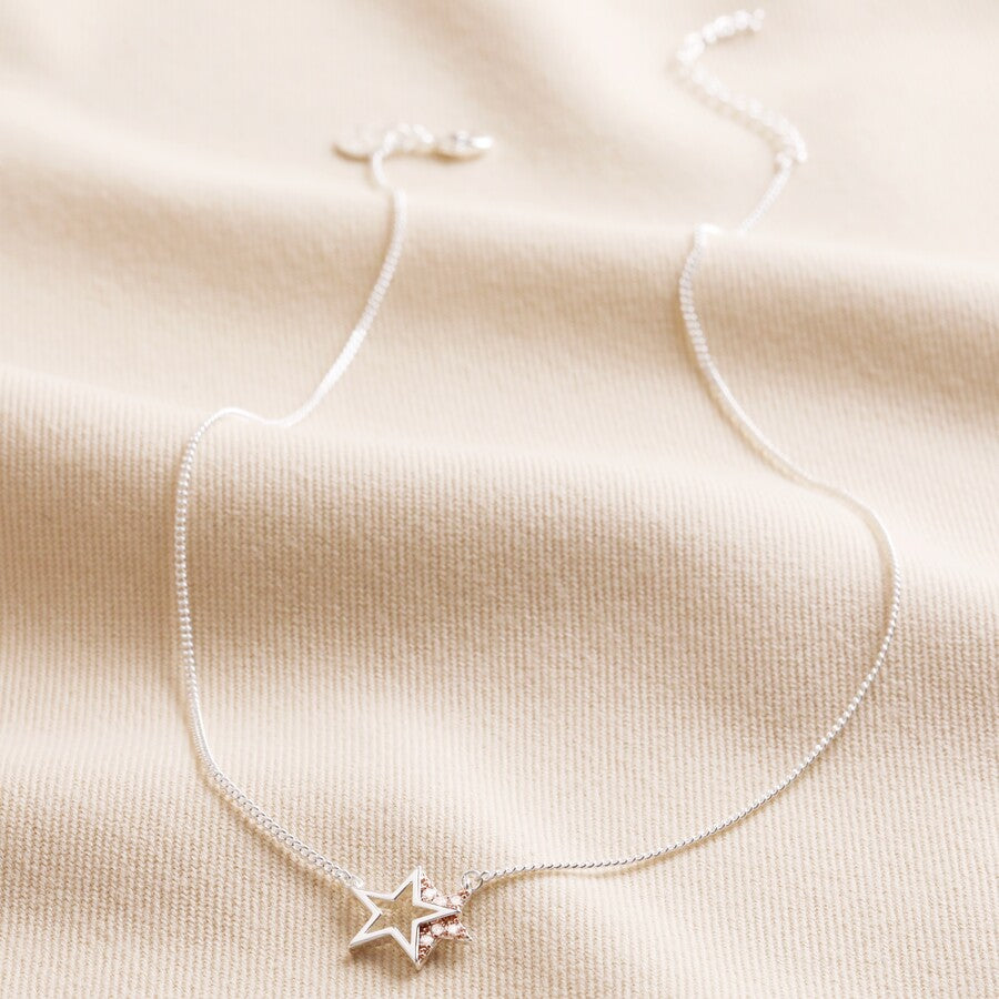 Celestial Crystal Double Star Pendant Necklace