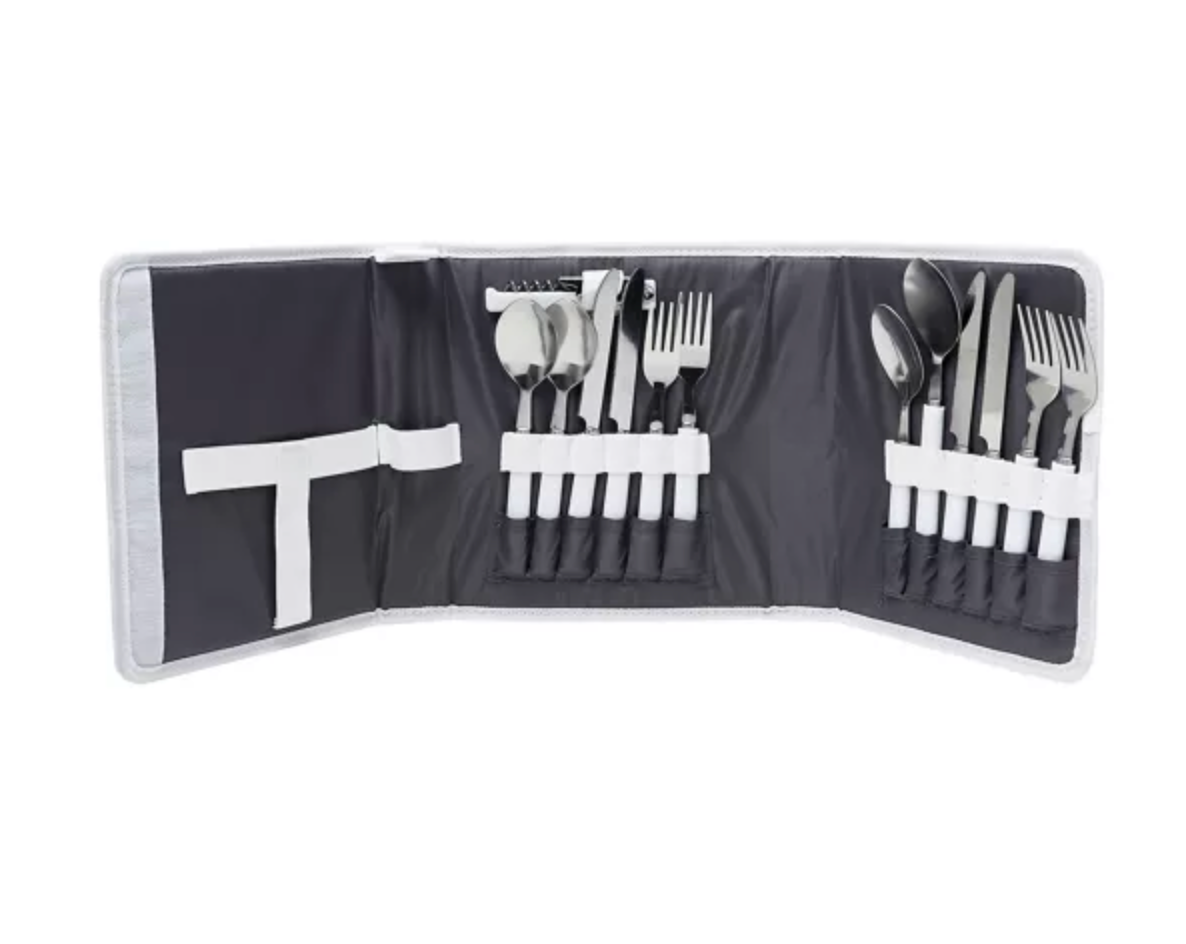 Country Living 4-Person Cutlery Picnic Set | Striped Carry Case