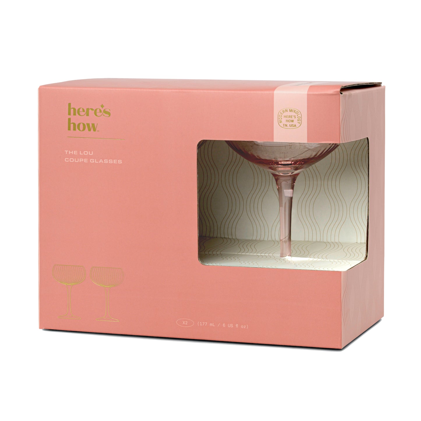 The Lou Coupe Cocktail Glasses | Set of 2 | Blush Pink | Here's How