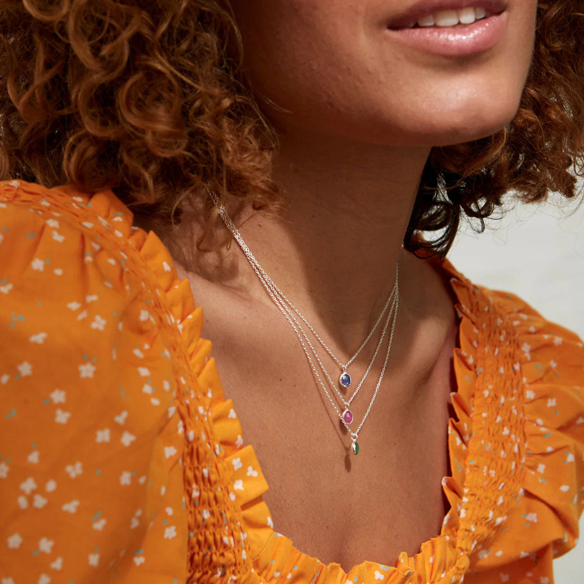 Delicate Emerald Pendant on Sterling Silver Chain