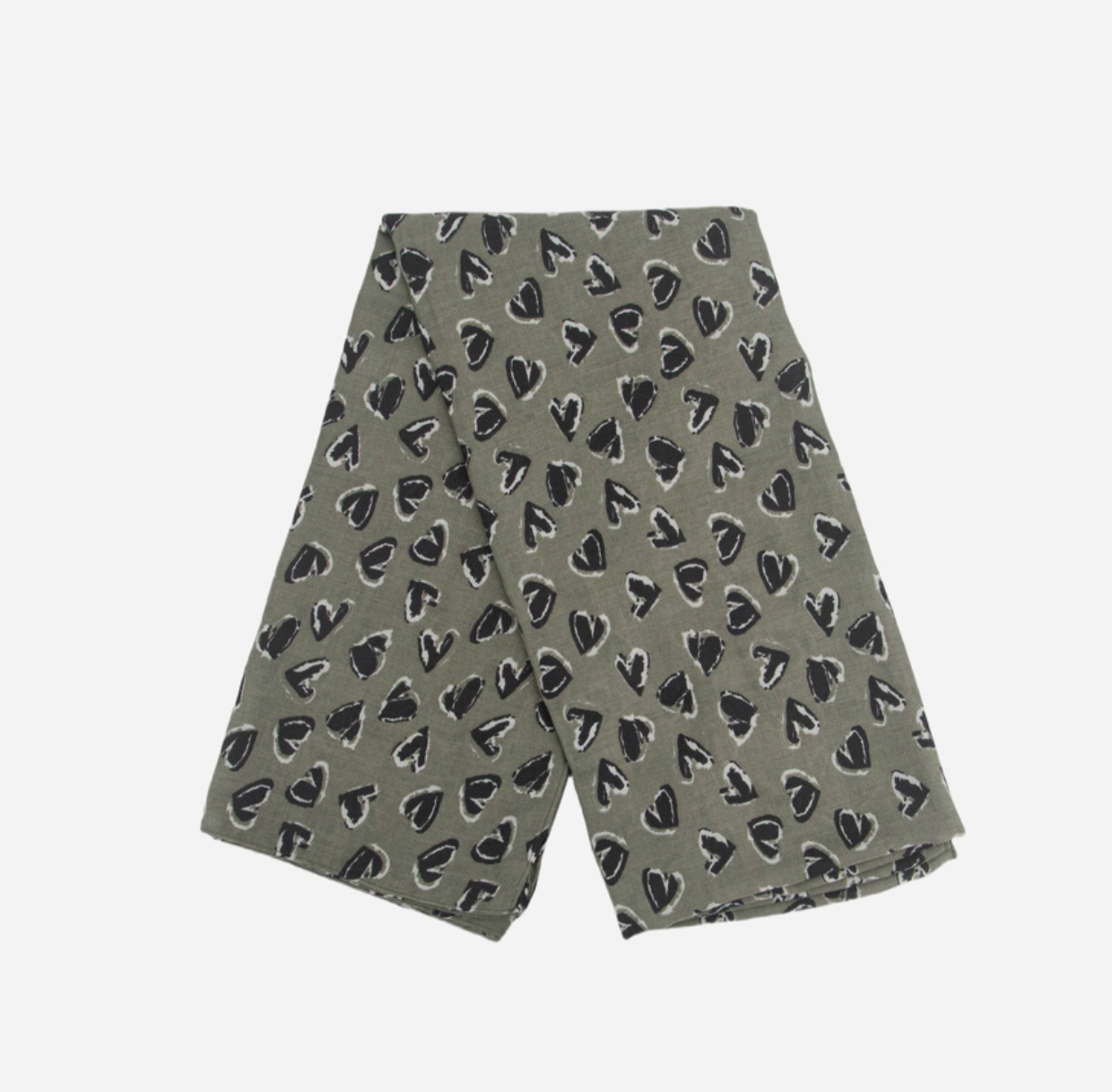 Kara Khaki Heart Print Scarf
