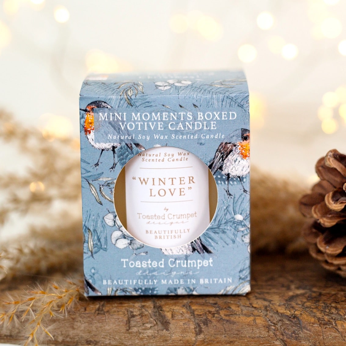 Christmas Robin Boxed Mini Votive Candle
