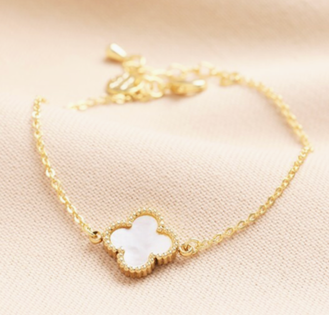 Shell Flower Charm Bracelet | 14ct Gold Plated Brass