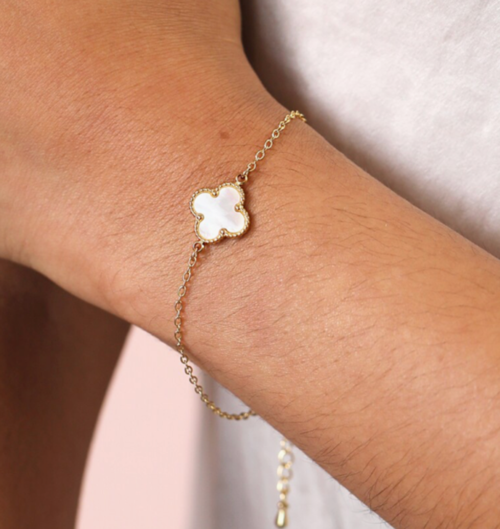 Shell Flower Charm Bracelet | 14ct Gold Plated Brass