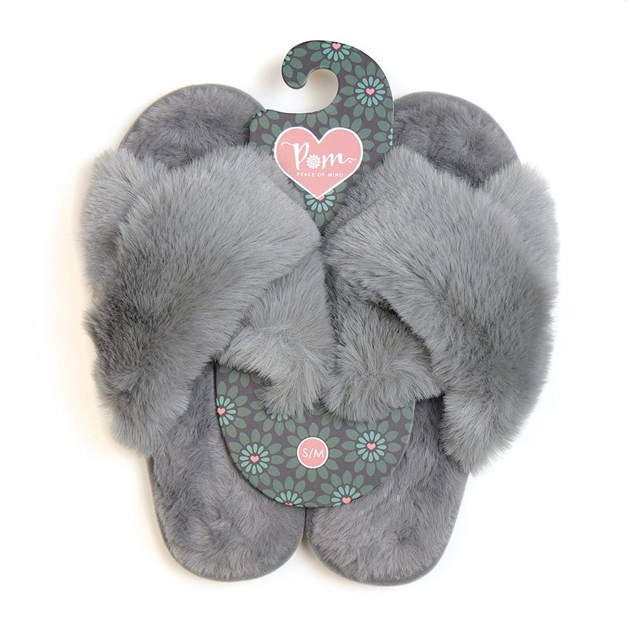 Grey criss cross slippers new arrivals