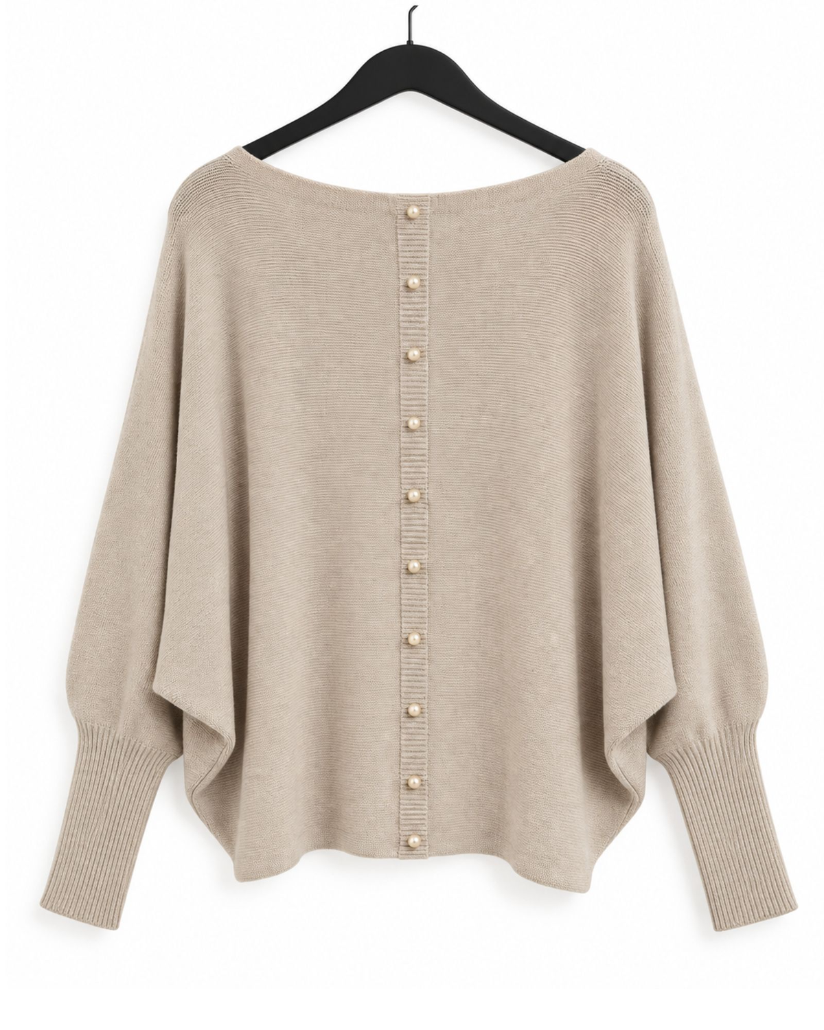 Pearl Back Batwing Knit – Stone