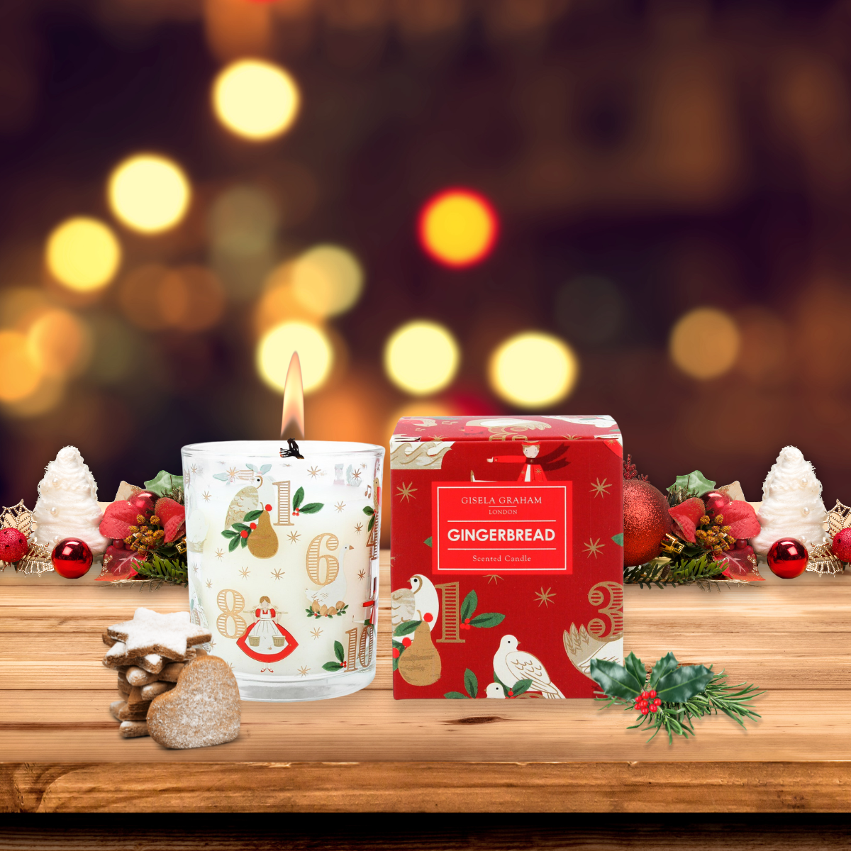 Gisela Graham | 12 Days of Christmas Ginger Bread Scented Candle | Large