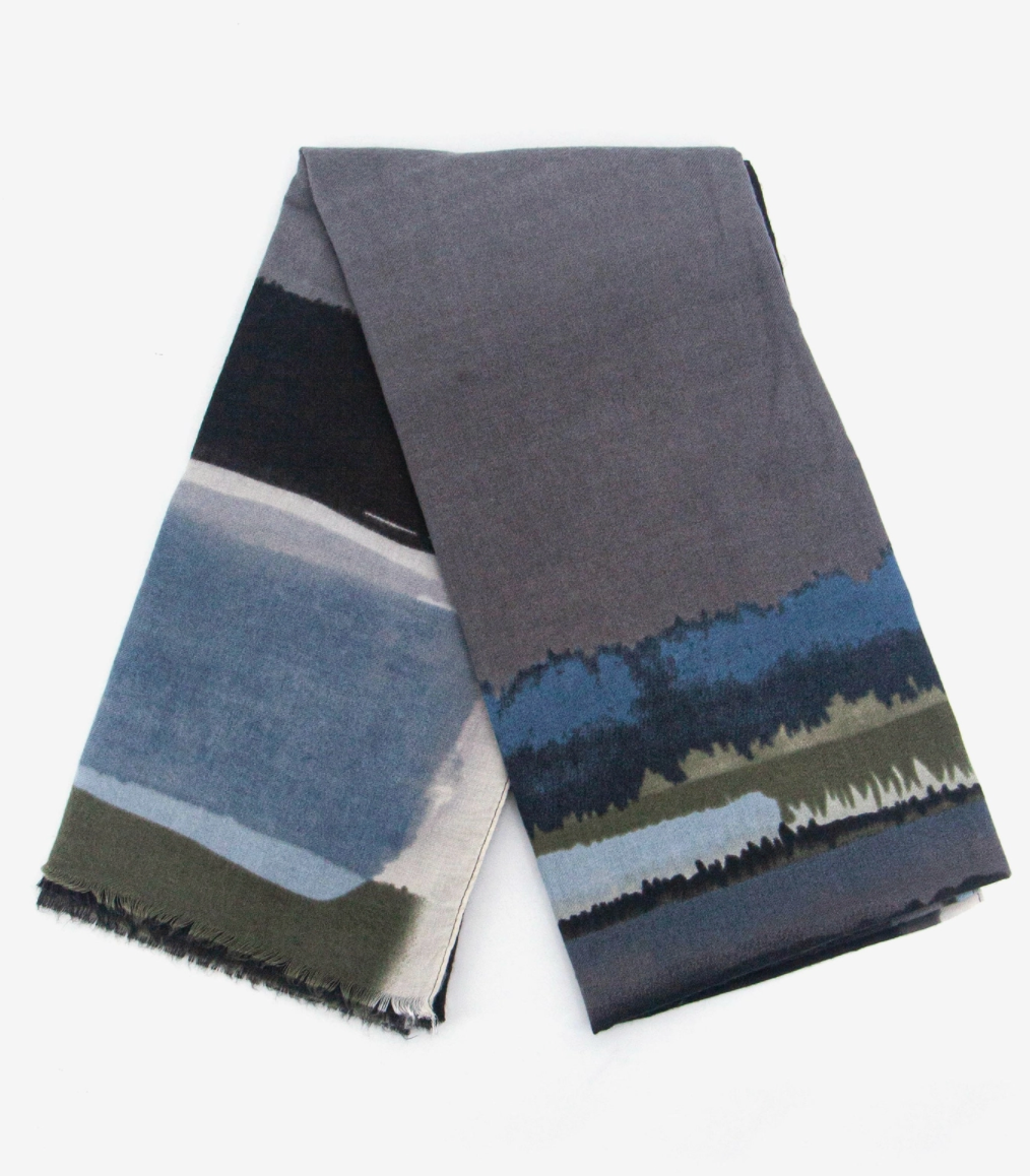Penelope Lightweight Scarf | Blue | Watercolour Print