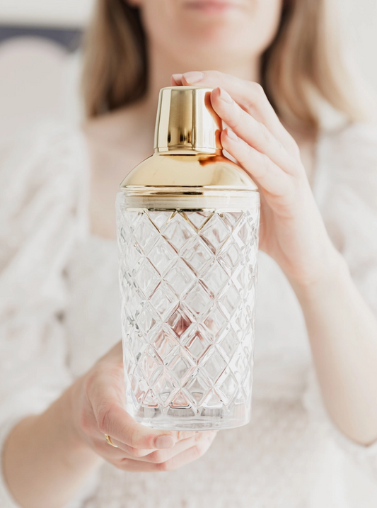 Glass Cocktail Shaker with Gold Lid (600ml)