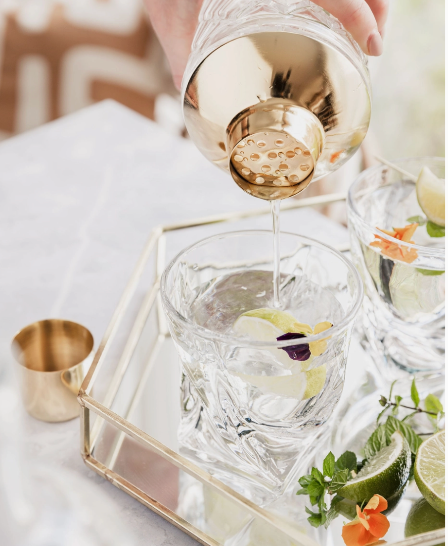 Glass Cocktail Shaker with Gold Lid (600ml)