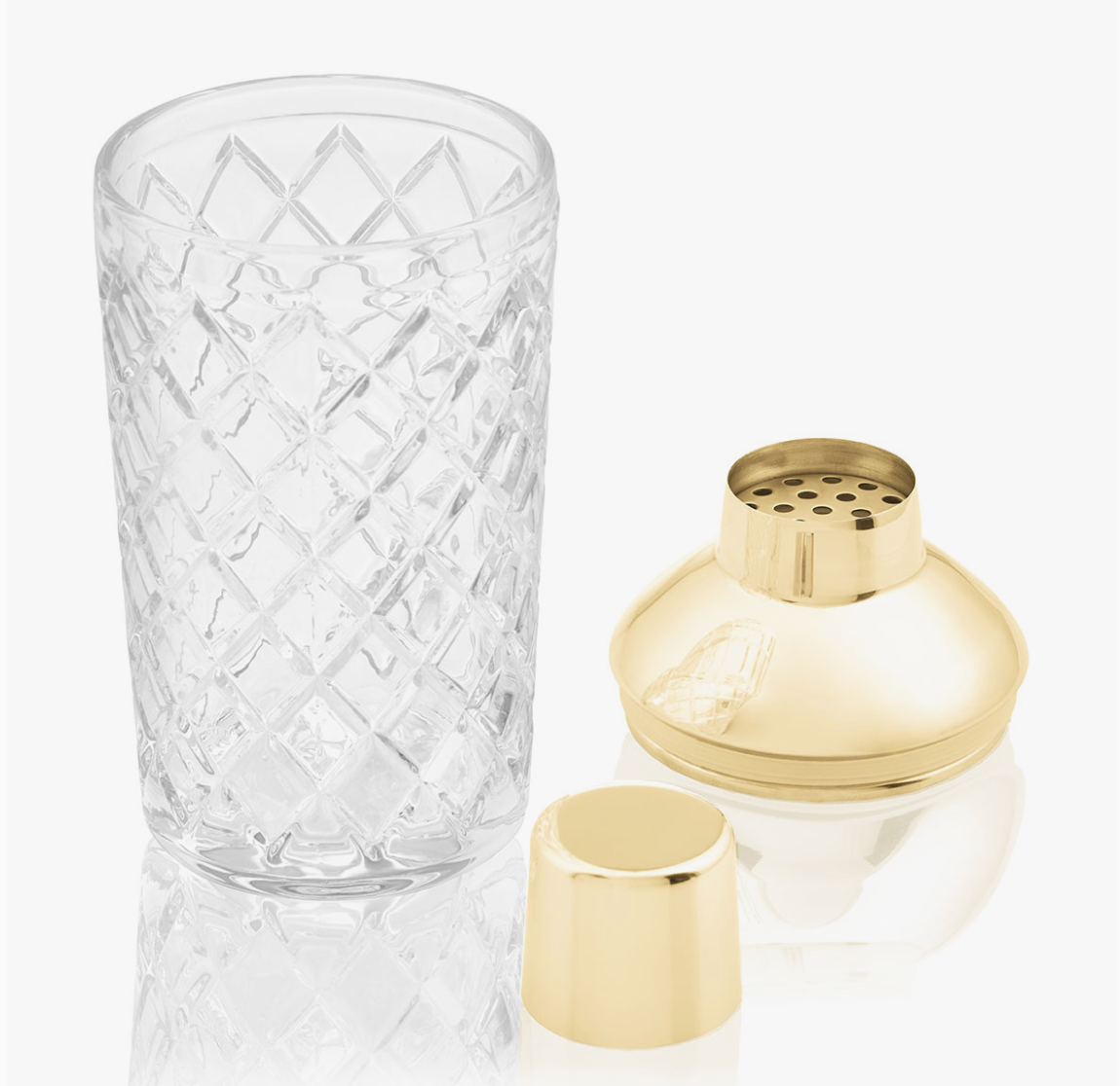 Glass Cocktail Shaker with Gold Lid (600ml)