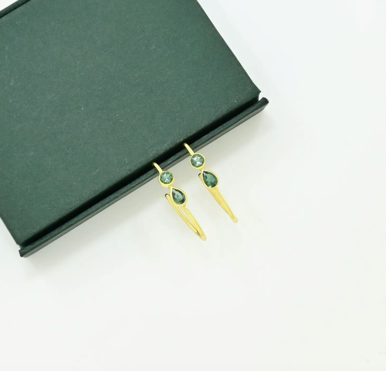 Green Tourmaline Oblong Hoop Earrings
