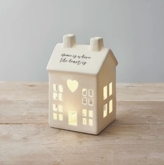 Home is Where The Heart Is Ceramic House Tealight Holder