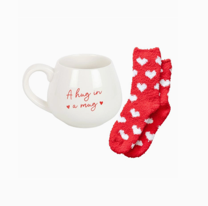 Hug In A Mug | Heart Mug & Sock Gift Set