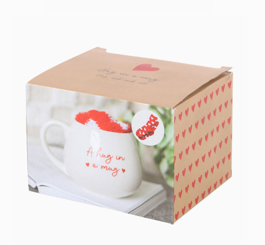 Hug In A Mug | Heart Mug & Sock Gift Set