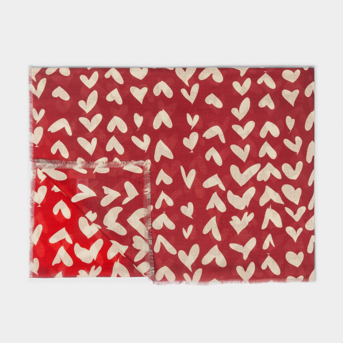 Katie Loxton Scarf | Abstract Heart Print | Garnet Red & Nude Pink