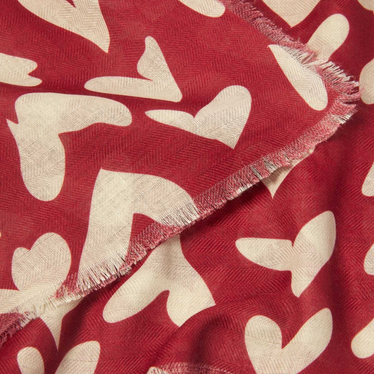 Katie Loxton Scarf | Abstract Heart Print | Garnet Red & Nude Pink
