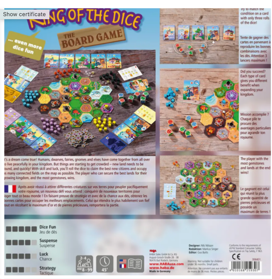 Haba | King of the Dice | the Board Game