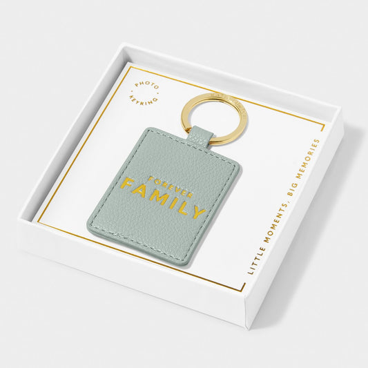 Katie Loxton | Beautifully Boxed Photo Keyring | Forever Family | Duck Egg Blue