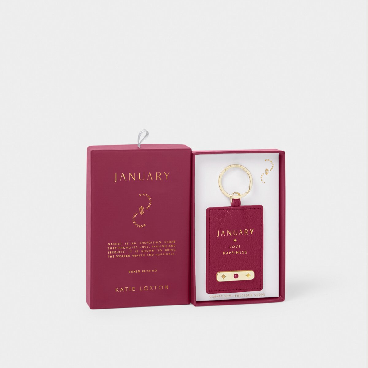 Katie Loxton | Birthstone Keyring | January | Deep Red