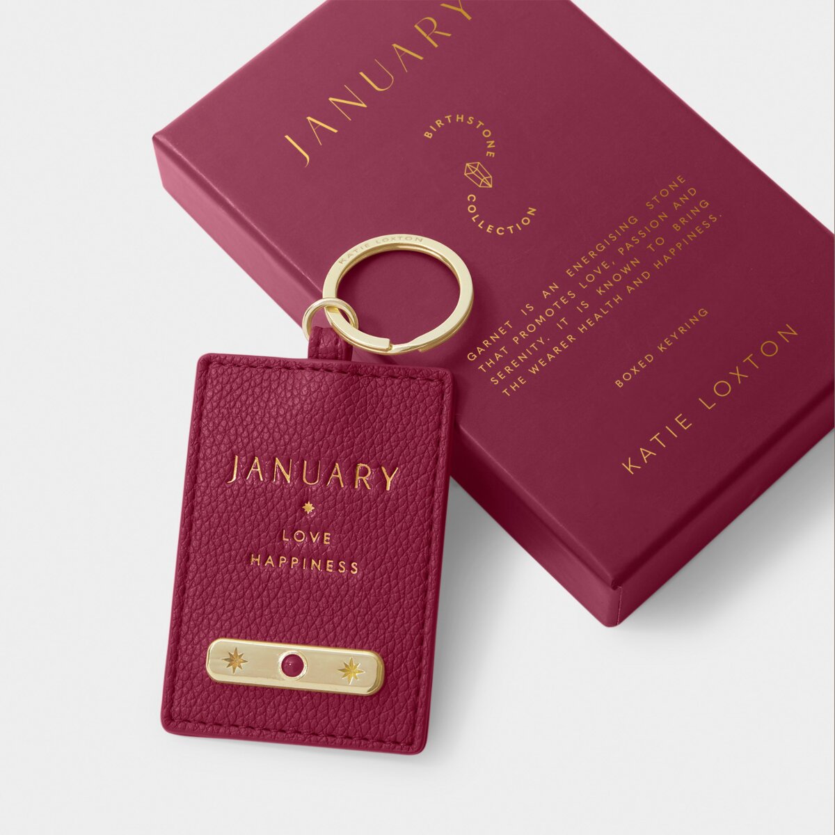 Katie Loxton | Birthstone Keyring | January | Deep Red