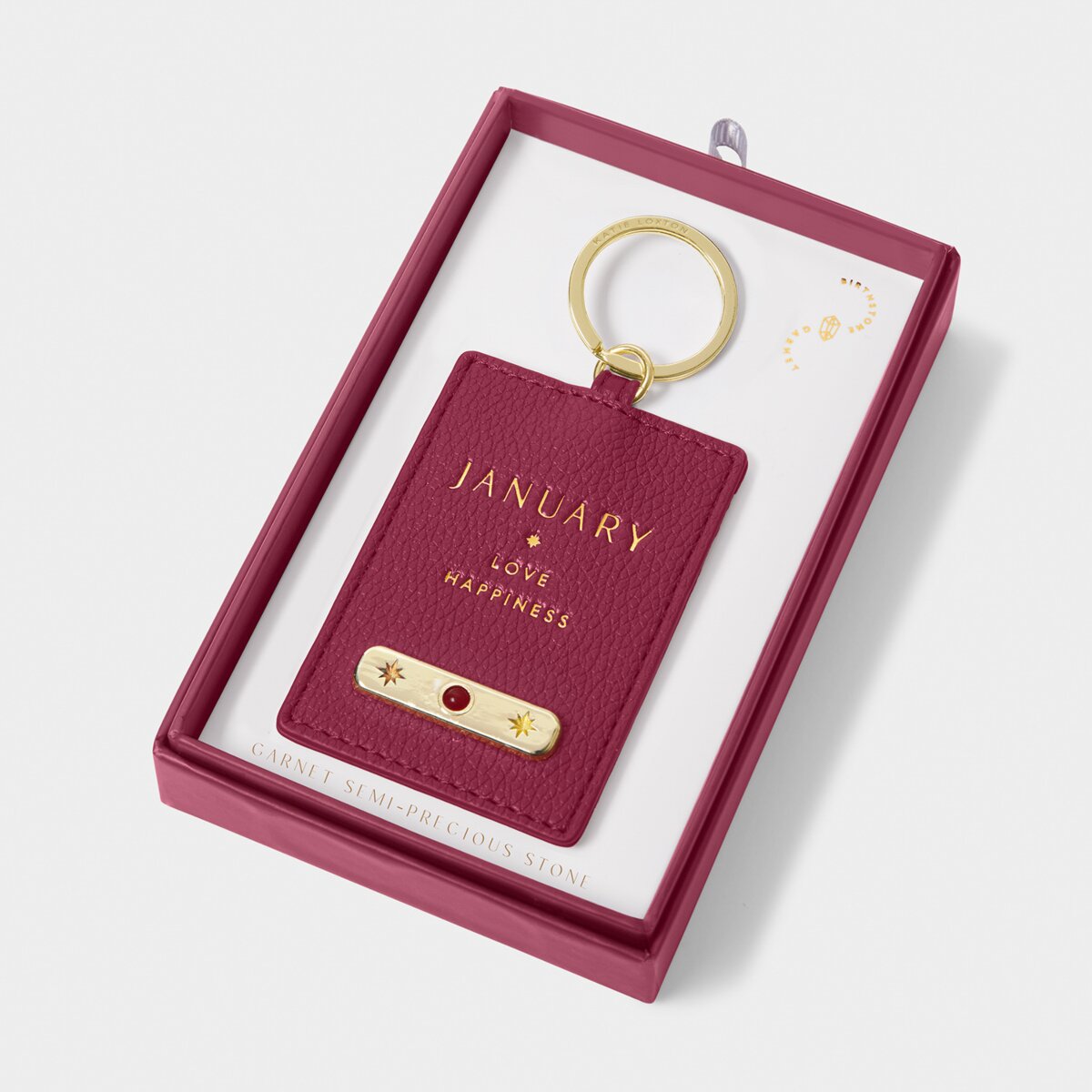 Katie Loxton | Birthstone Keyring | January | Deep Red