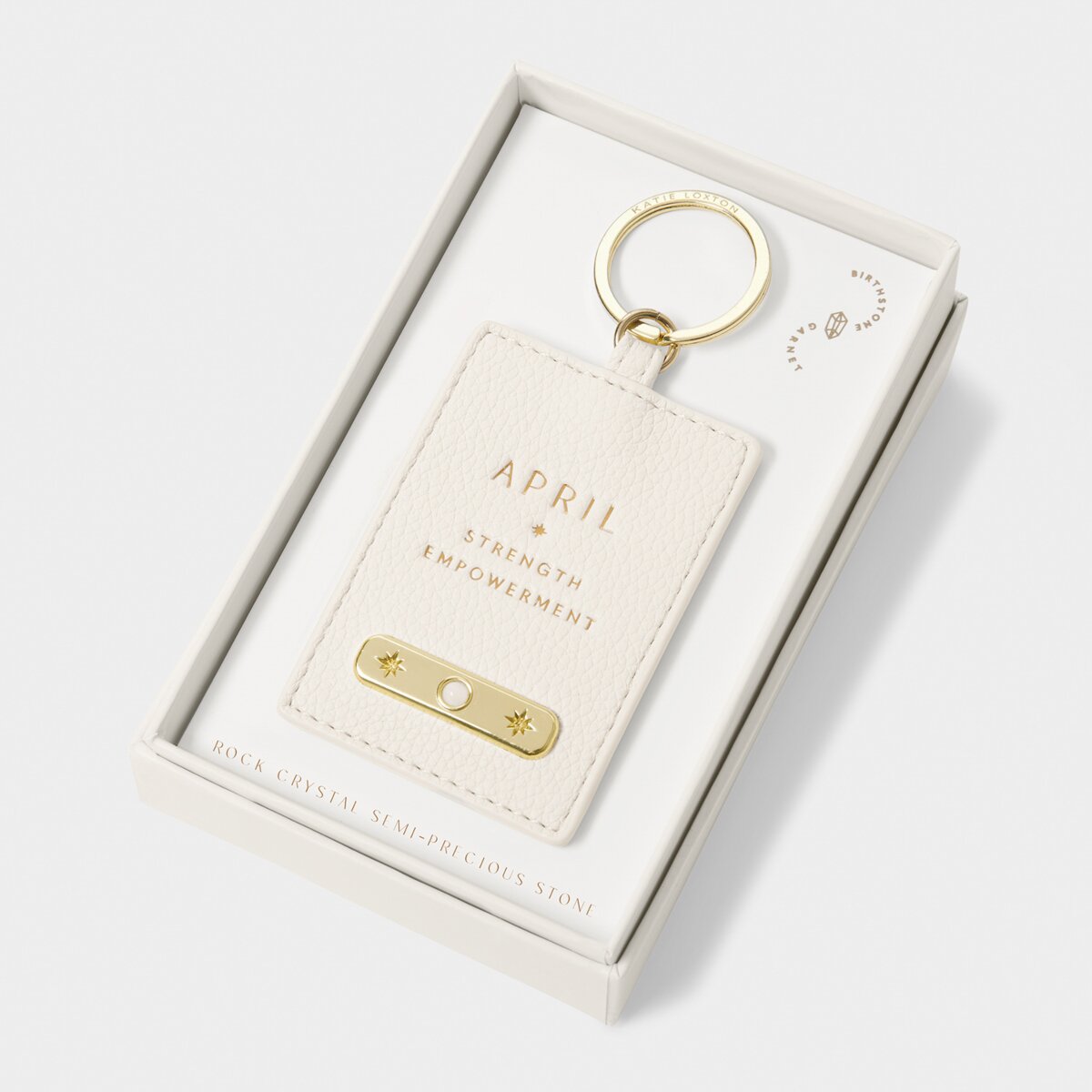 Katie Loxton | Birthstone Keyring | April | Off-White
