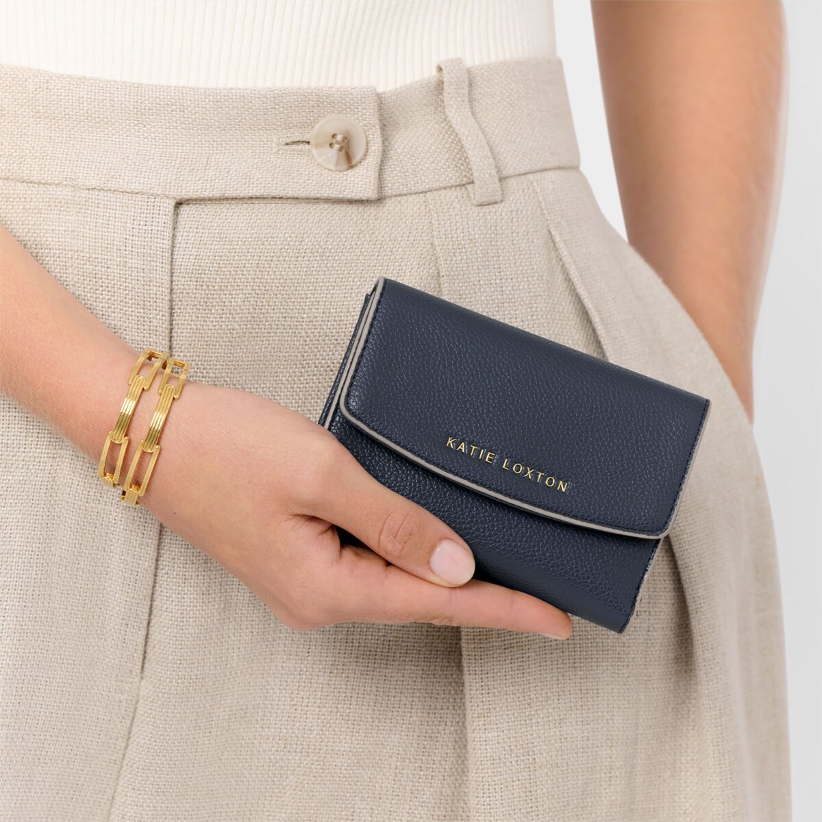 Katie Loxton | Marni Purse | Slate Blue with Contrast Trim