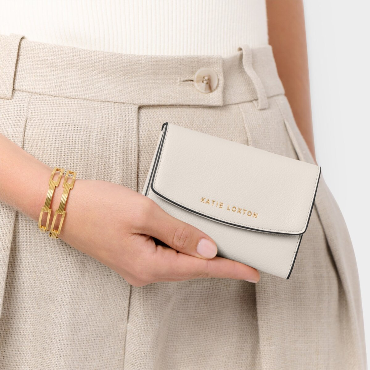 Katie Loxton | Marni Purse | Off White with Black Trim
