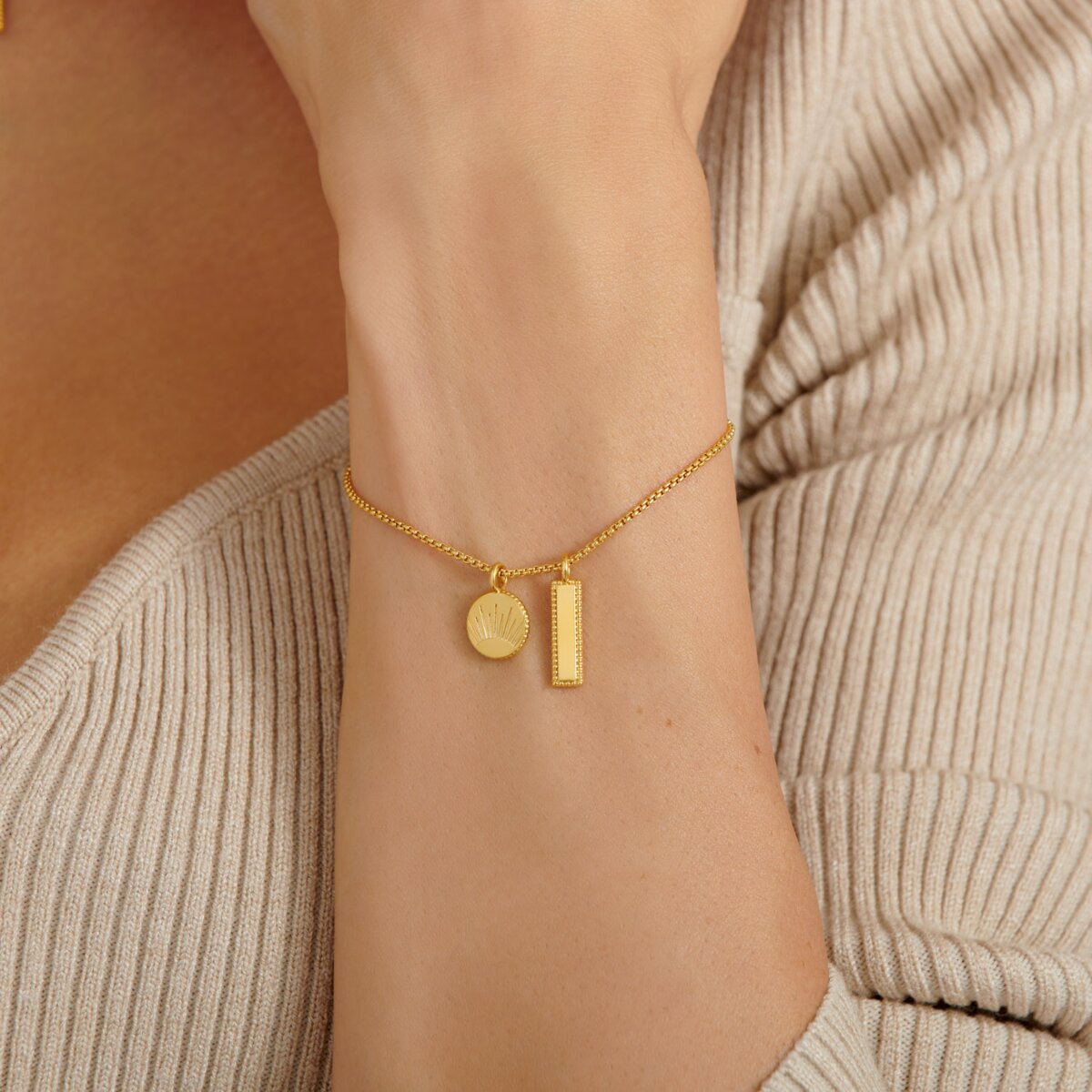 Katie Loxton | 'Positivity' Waterproof Gold Charm Bracelet