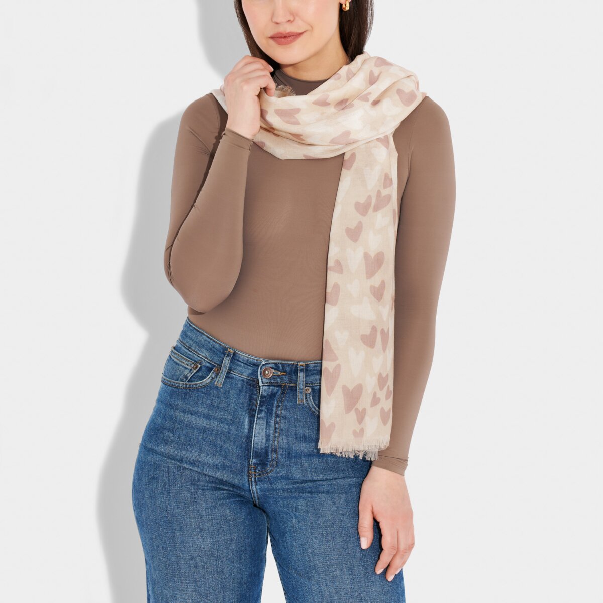 Katie Loxton | Heart Printed Scarf | Pale Pink