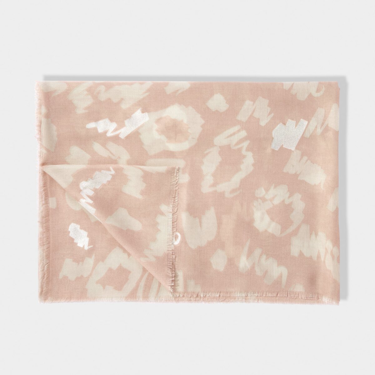 Katie Loxton | Large Leopard Print Metallic Scarf | Dusky Pink