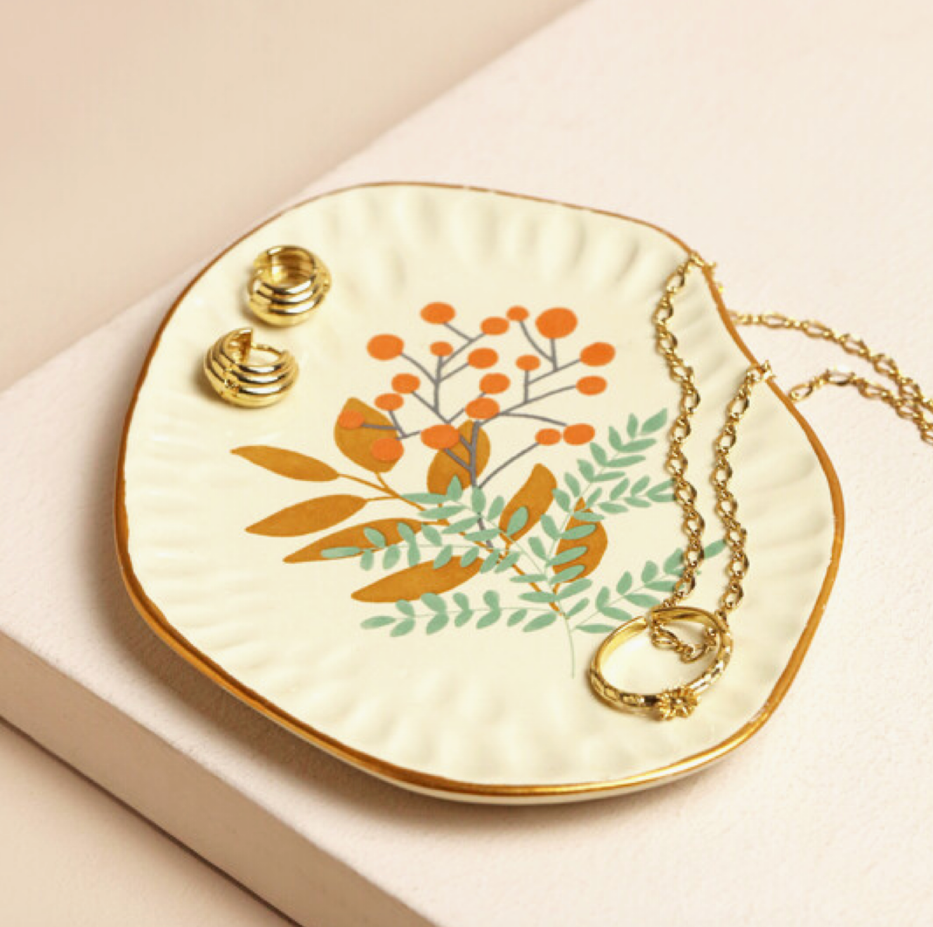 Leaf Motif Organic Shaped Trinket Dish