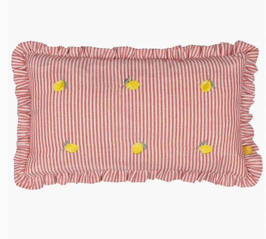 Les Fruites Ruffle Cushion | Lemon | Polyester Pad Included