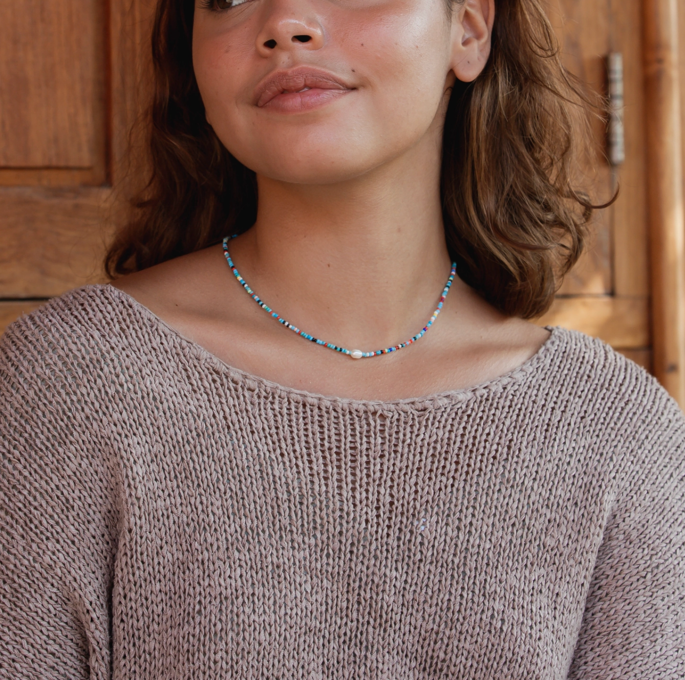 Matira Freshwater Pearl Beaded Surfer Necklace