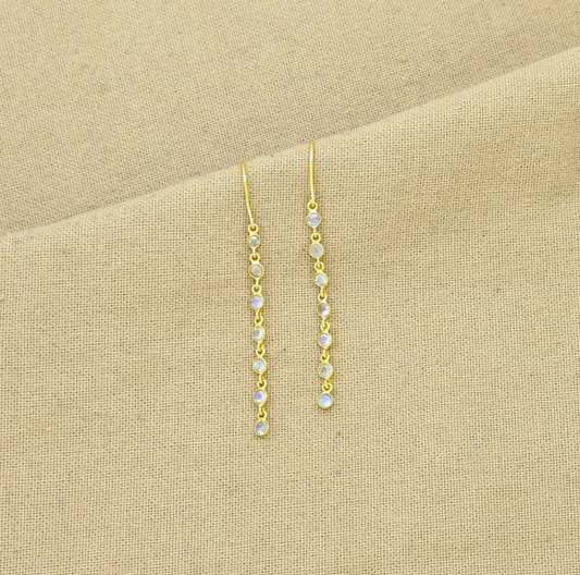Minimalist Moonstone Dangle Earrings