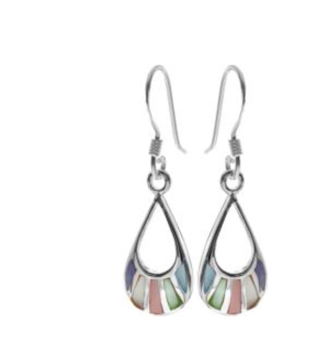 Sterling Silver Multi-Coloured Teardrop Earrings
