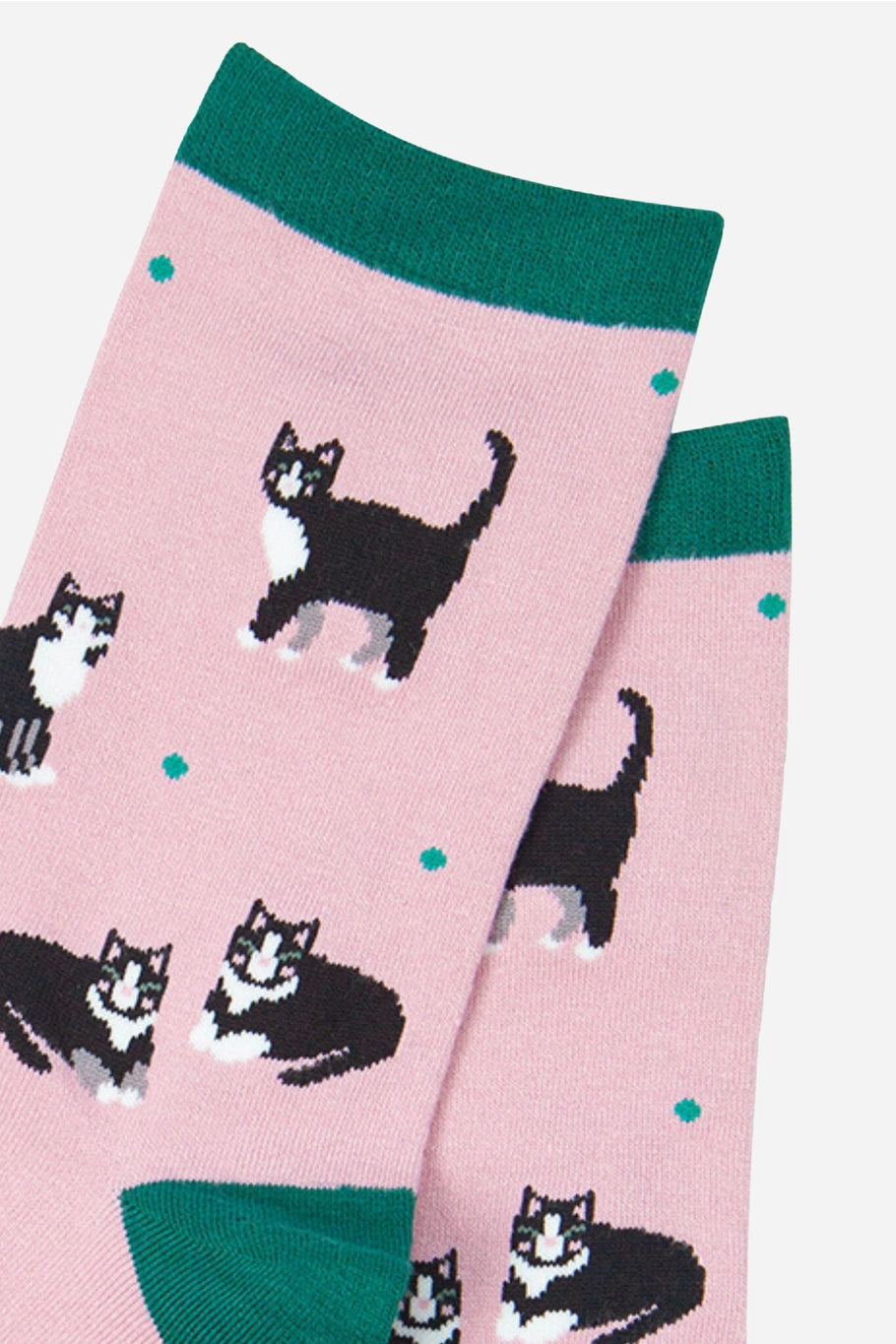 Women's Pink Bamboo Socks with Black Cats
