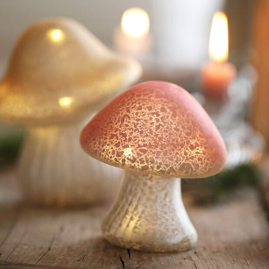 Small Glass Mushroom Light | Pink