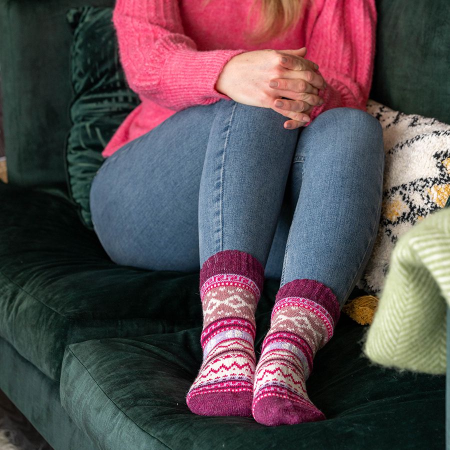 Cosy Pink Nordic Socks