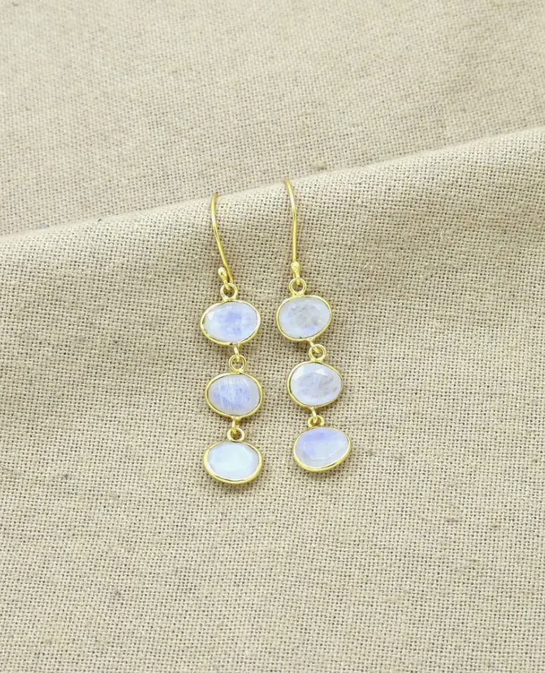 Rainbow Moonstone Drop Earrings