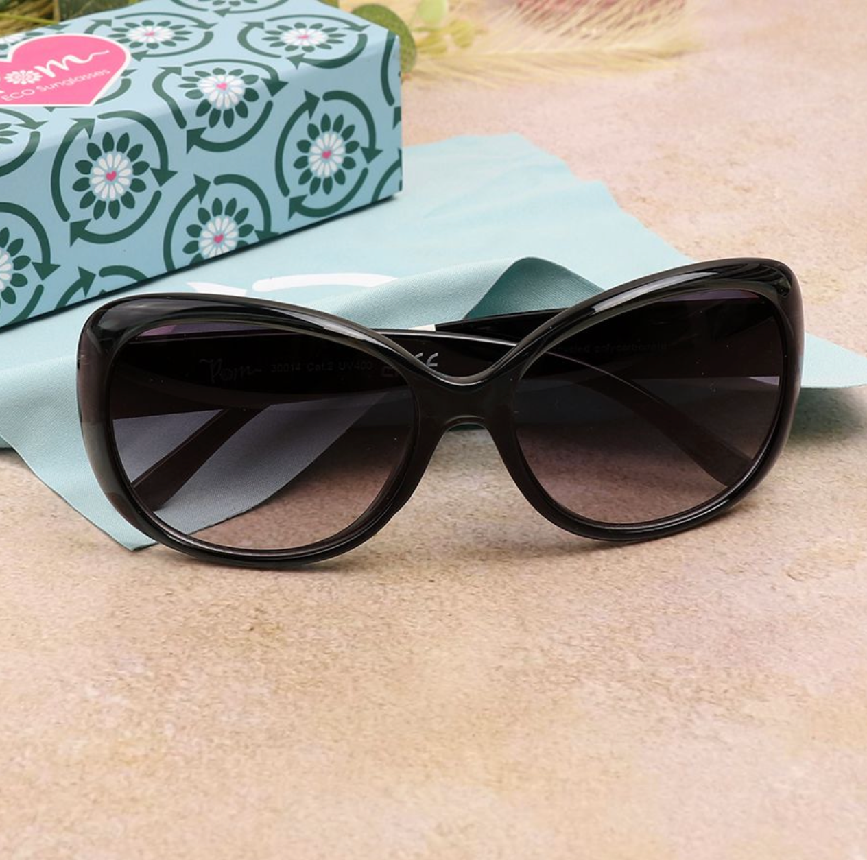 Recycled polycarbonate smoky grey large frame sunglasses